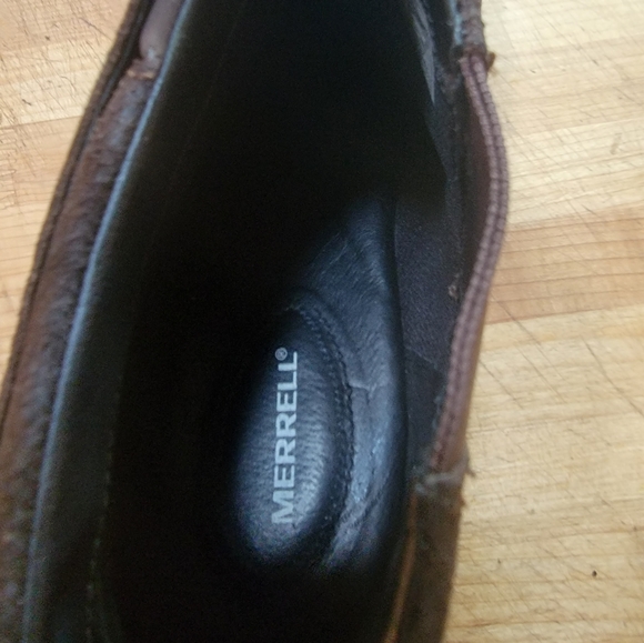 Merrell Luxe Button Espresso Distressed Leather Suede Ankle Booties Women's  10 - Picture 4 of 9